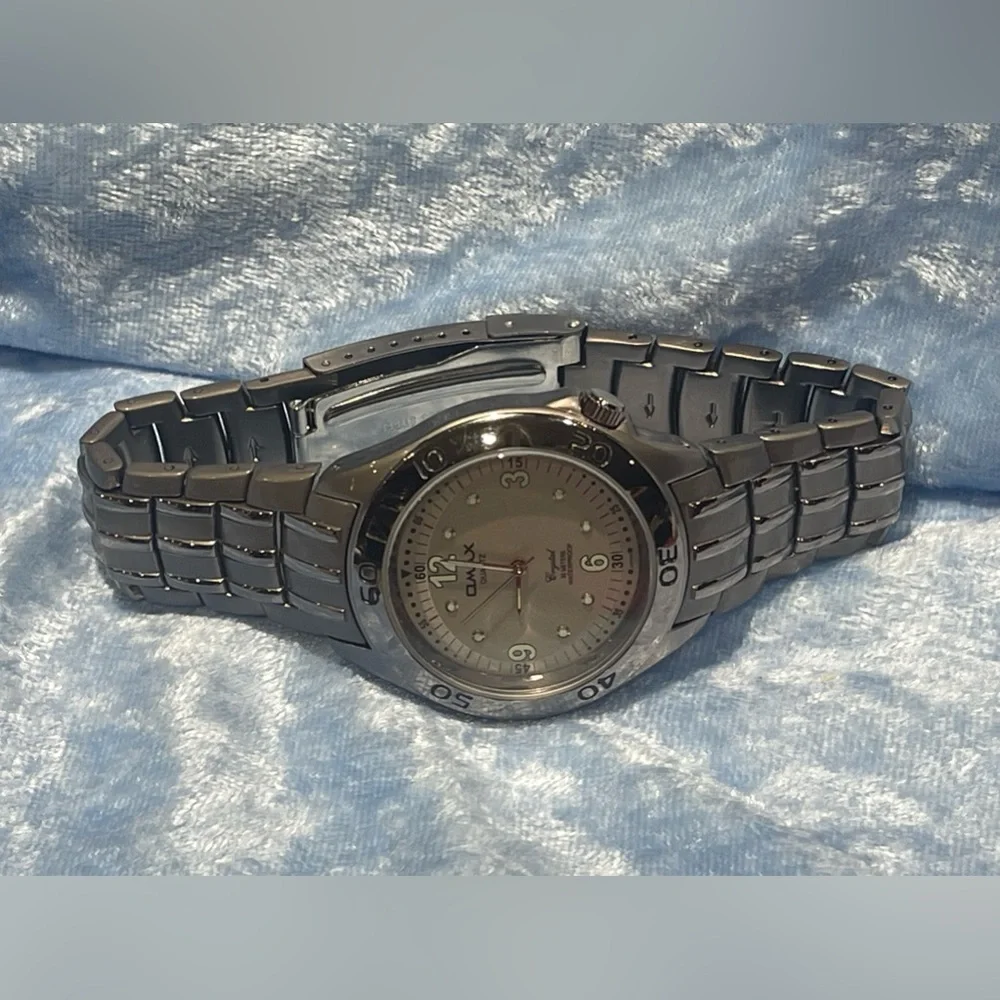 Omax Men’s Crystal Quartz Waterproof Wrist Watch Black Leather Band
